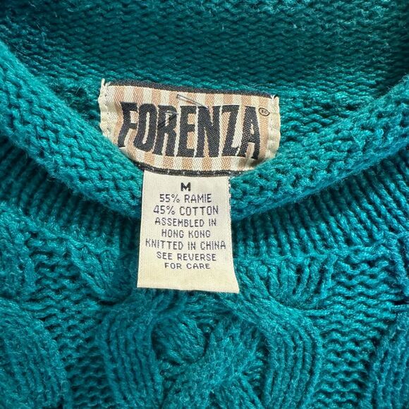 Forenza Sweater Vintage 80's 90's Oversized Cable Knit Green Women's Size Medium - Picture 5 of 9